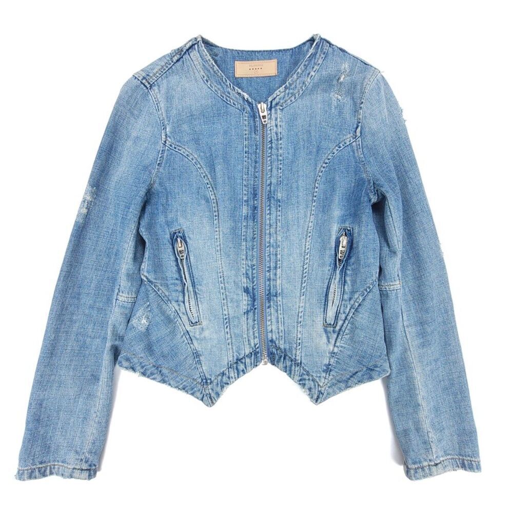 BLANK NYC Part Time Lover Cropped Jean Jacket Distressed Denim Elevated Western